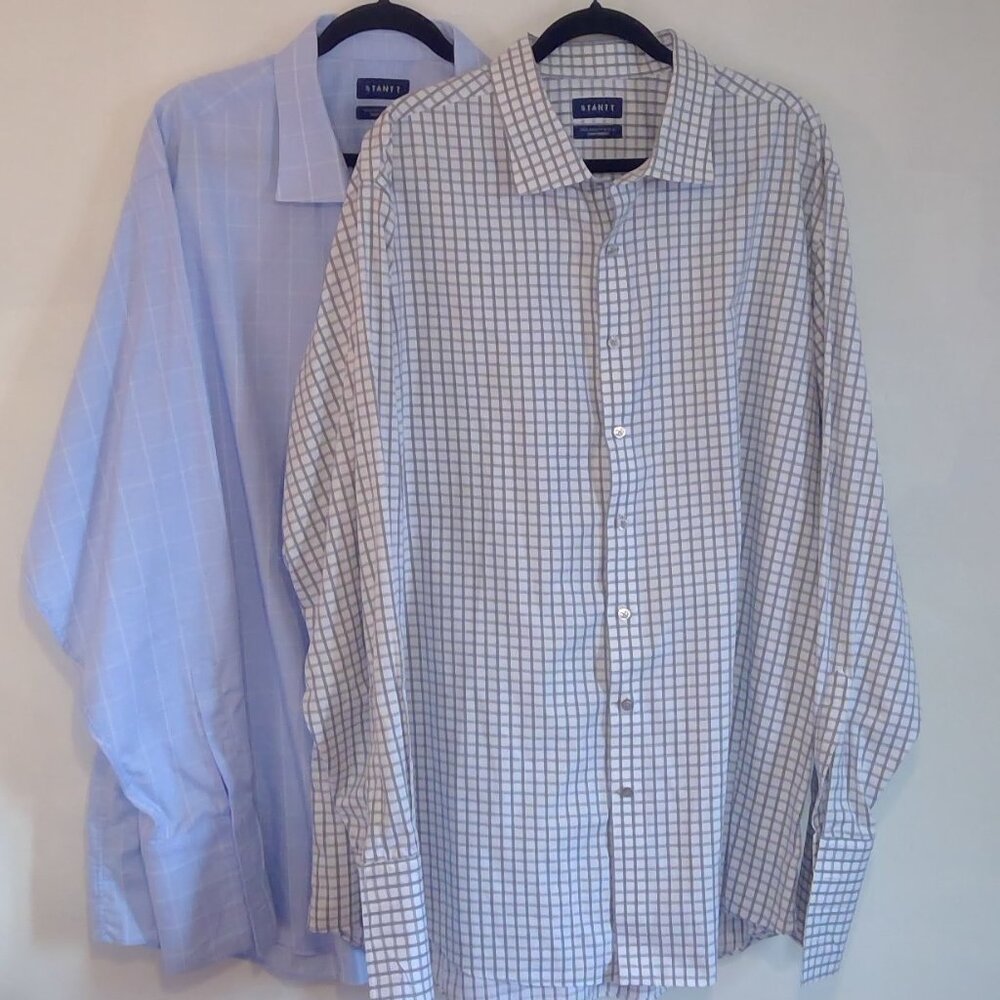 Stantt Mens Dress Shirt Cotton Button Front Customized Datafit Size Mosco